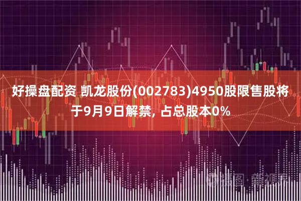 好操盘配资 凯龙股份(002783)4950股限售股将于9月9日解禁, 占总股本0%