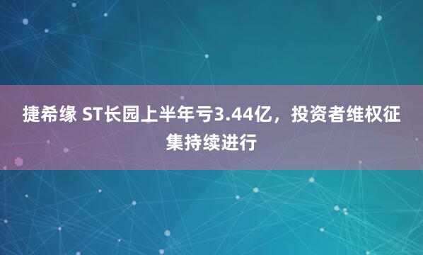 捷希缘 ST长园上半年亏3.44亿，投资者维权征集持续进行